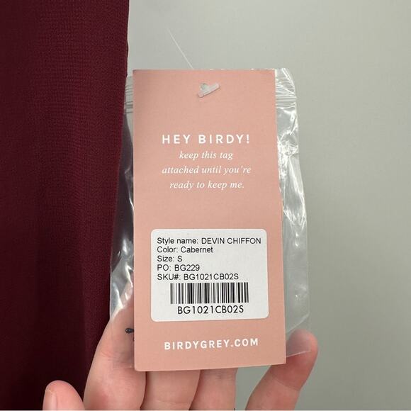 Birdy Grey Devin Convertible Chiffon Bridesmaid Dress in Cabernet Sz S NEW - Picture 8 of 10